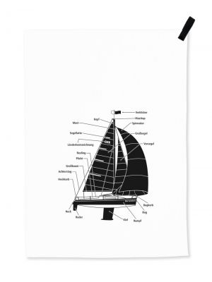 Geschirrtuch Segelboot Halbleinen schwarz