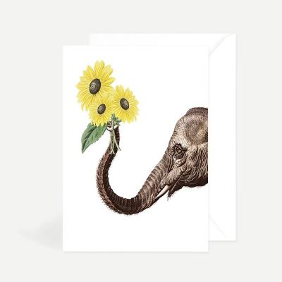 Elefant mit Blumenstrauß - Glückwunschkarte
