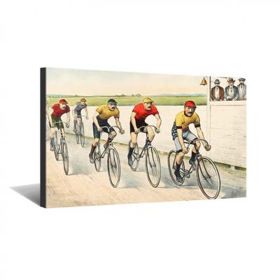 Holzbild - Radrennen - vintage