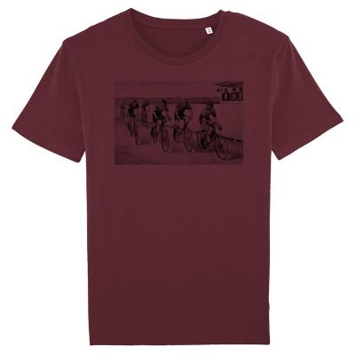 Vintage Radrennen T-Shirt aus fair gehandelter Biobaumwolle und in Siebdruck Qualität bedruckt.