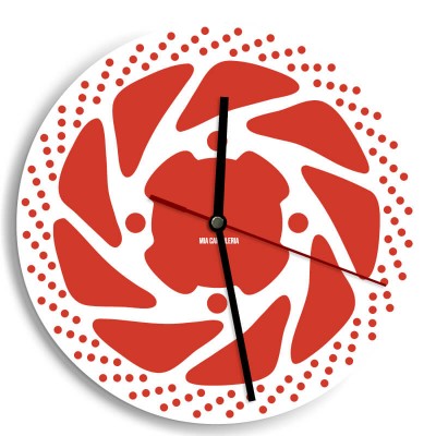 Wanduhr - Bremsscheibe - rot - lautloses Uhrwerk - Ø 20 cm