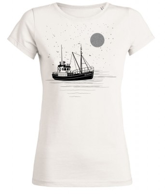T-Shirt reflektierendes Fischerboot Motiv