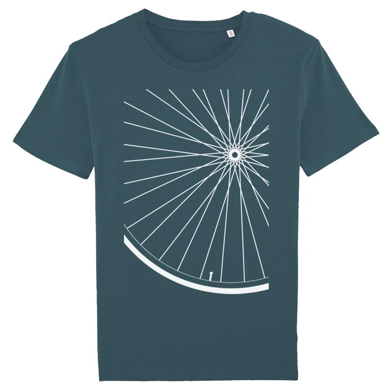 T-Shirt für Radfahrer - Felge Ausschnitt - Laufrad aus fair gehandelte Biobaumwolle