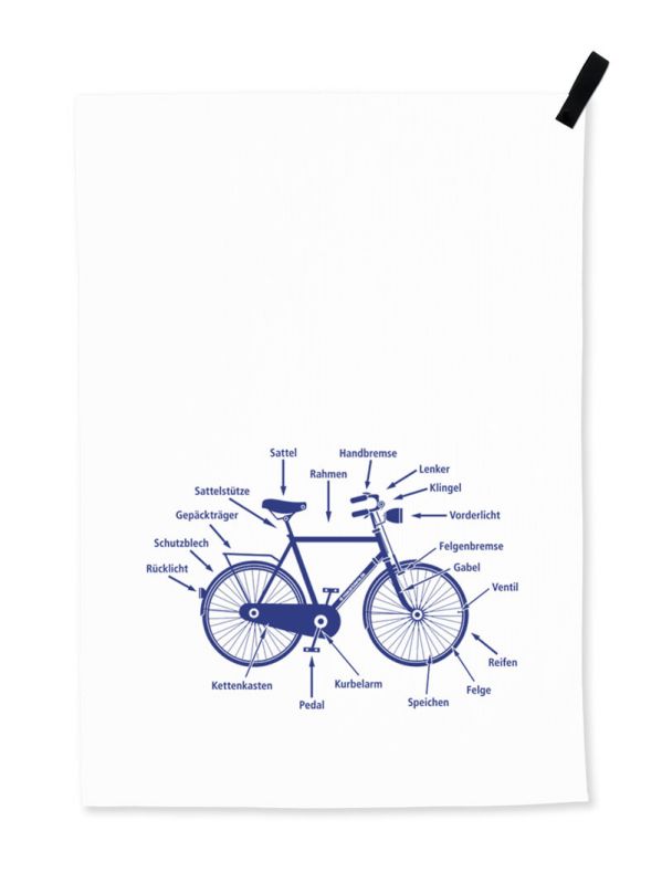 Küchentuch Fahrrad in blau aus Halbleinen