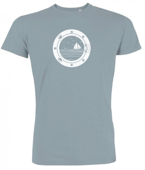 maritimes T-Shirt mit Segelboot Motiv und Bullauge - Fair Wear und Biobaumwolle