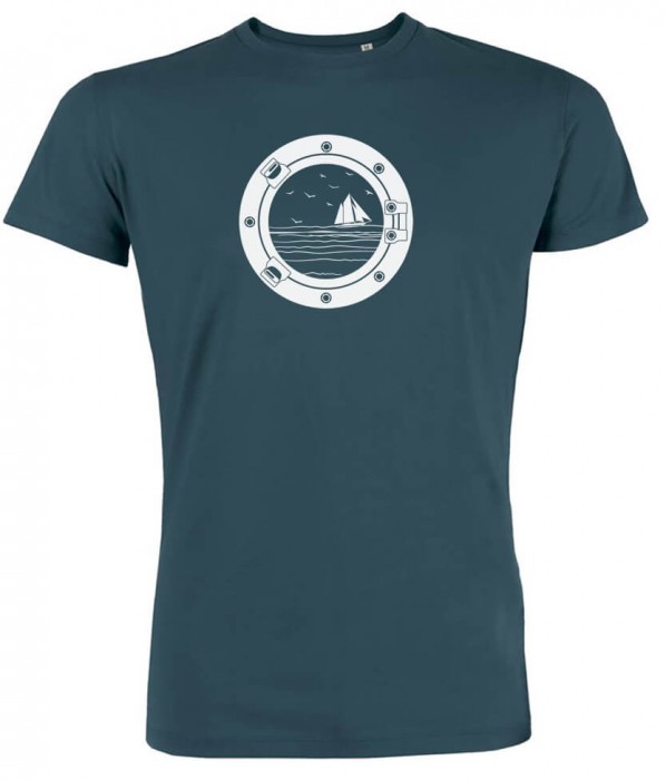 T-Shirt für Segler - Segelboot an Bullauge in petrol