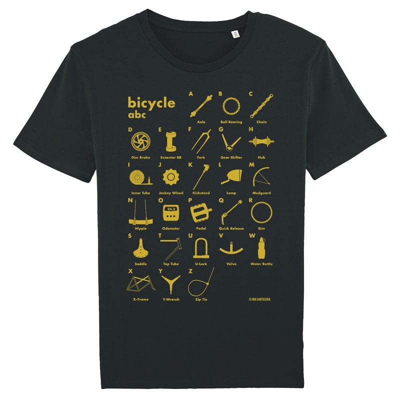 T-Shirt - Bicyle abc Fahrradshirt aus fair gehandelter Biobaumwolle - Siebdruck