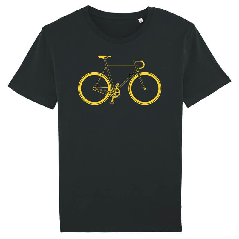 T-Shirt - Fixie Siebdruck in gelb schwarz