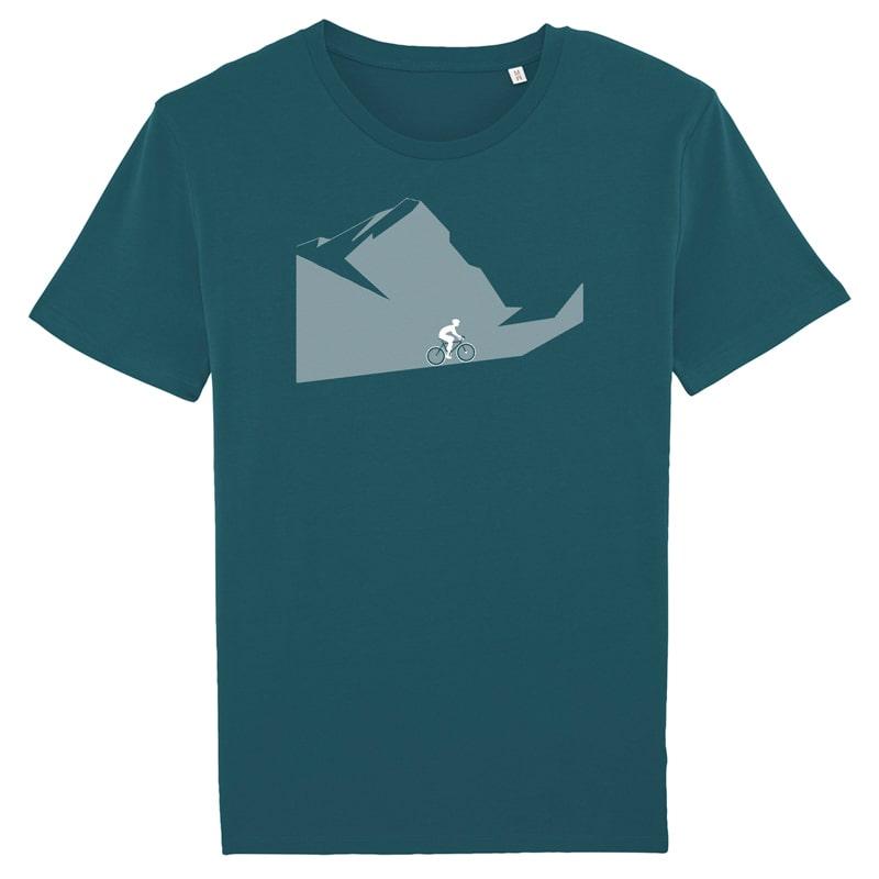 T-Shirt in petrol mit Bergfahrer Motiv bedruck T-Shirt in petrol mit Bergfahrer Motiv bedruck